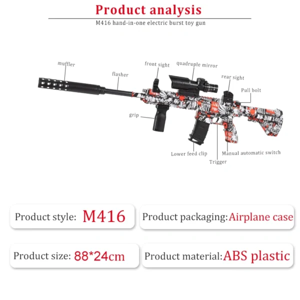 M416 Gel Ammo Blaster Gun – PUBG / Free Fire