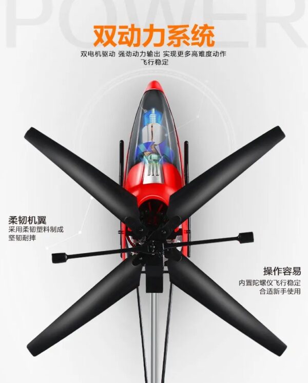 New RC Helicopter with LED | Drop-Resistant Toy Aircraft | 3.5CH Gyro Model | Kids Gift - 75cm - Image 5