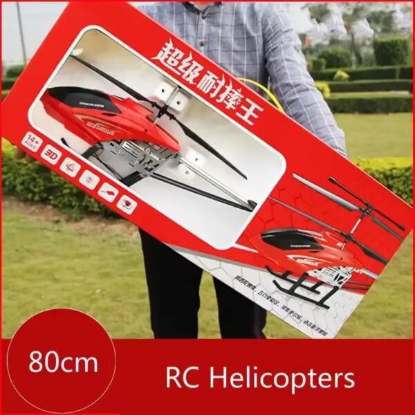 New RC Helicopter with LED | Drop-Resistant Toy Aircraft | 3.5CH Gyro Model | Kids Gift - 75cm - Image 2