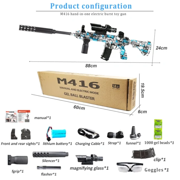 M416 Gel Ammo Blaster Gun – PUBG / Free Fire