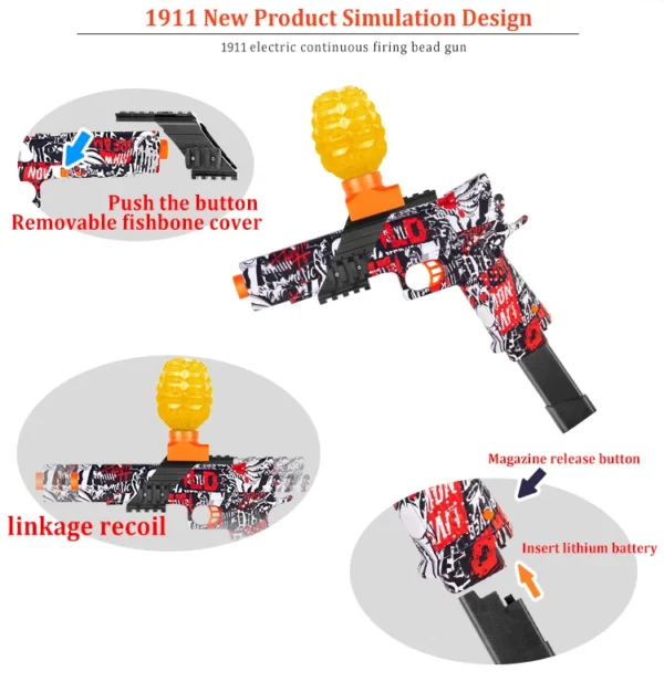 1911 Gel Blaster Toy Gun for Tactical & PUBG Players with Eye Glass & Ammo – QQGEARBD