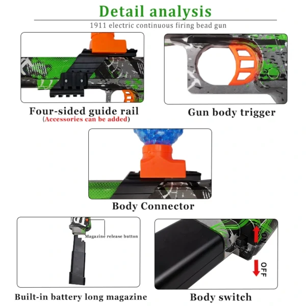 GLOCK Gel Blaster Gun for PUBG Players with Battery, Ammo, Eye Glass – QQGEARBD